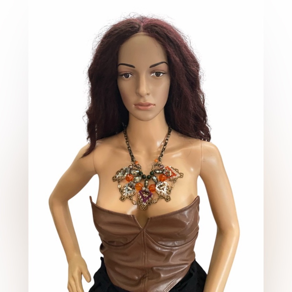 Anthropologie Pam Hiran Vintage beaded bib statement necklace